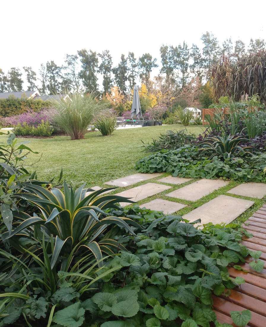 Jardín particular. Transición desde la galería. (Escobar, 2022).